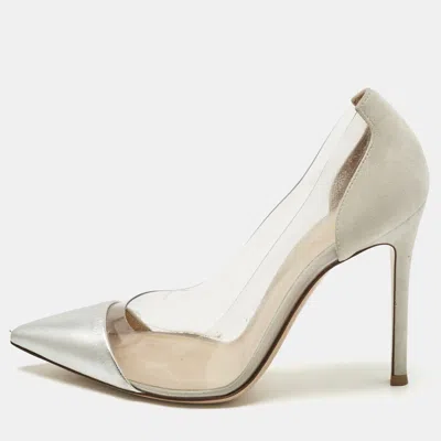 Pre-owned Gianvito Rossi Transparent/silver Leather And Pvc Plexi Pumps Size 37