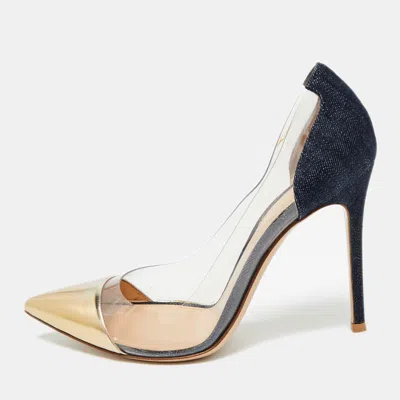 Gianvito Rossi Tricolor Denim And Pvc Plexi Pumps In Multi