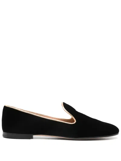 Gianvito Rossi Trim Calf Suede Loafers In Black