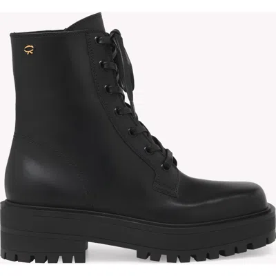 Gianvito Rossi Embroidered Leather Ankle Boots In Black