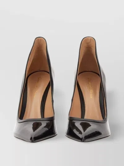 Gianvito Rossi Tuxedo Pointed Toe Patent Finish Pumps In Black