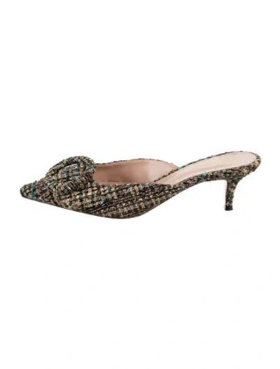 Pre-owned Gianvito Rossi Tweed Pattern Mules In Brown