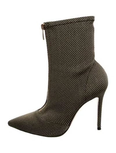 Pre-owned Gianvito Rossi Tweed Pattern Sock Boots W/ Tags In Gold/metallic