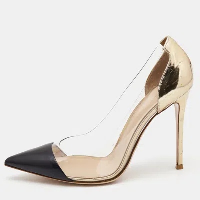 Pre-owned Gianvito Rossi Two Tone Leather And Pvc Plexi Pumps Size 40 In Black