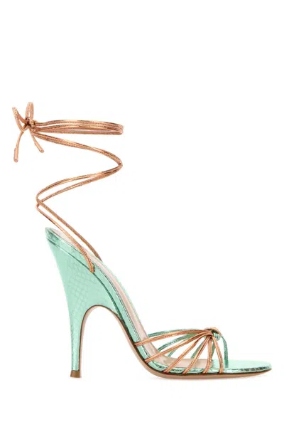 Gianvito Rossi Two-tone Leather 11 Cm Heel Sandals In Multi