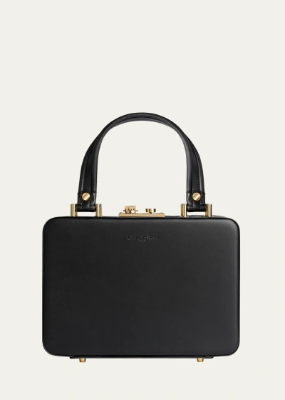 Gianvito Rossi Box Leather Top-handle Bag In Black