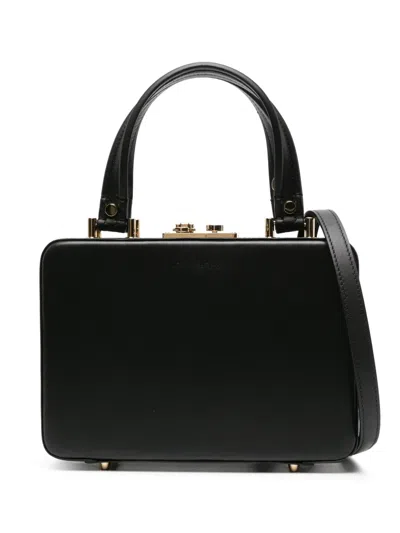 Gianvito Rossi Box Leather Top-handle Bag In Black