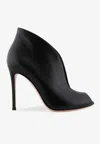 Gianvito Rossi Vamp 105 Calf Leather Peep-toe Ankle Boots In Black