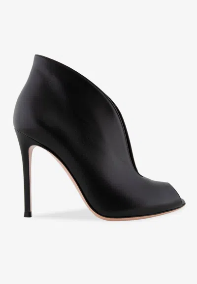 Gianvito Rossi Vamp 105 Calf Leather Peep-toe Ankle Boots In Black