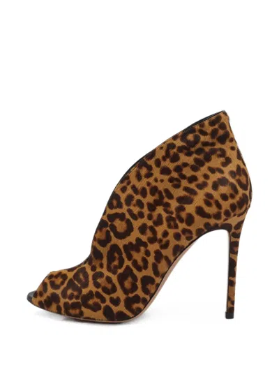 Pre-owned Gianvito Rossi Vamp Leopard-print Ankle Boots In Brown