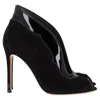 Shop Gianvito Rossi Vamp Peep-toe Ankle Boots In Black Suede And Leather