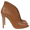 Gianvito Rossi Vamp Peep-toe Ankle Boots In Brown Leather In Brown