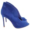 Gianvito Rossi Vamp Peep Toe Booties In Blue Suede In Blue