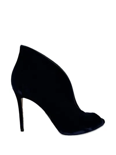 Pre-owned Gianvito Rossi Vamp Peep-toe Ankle Boots In Blue