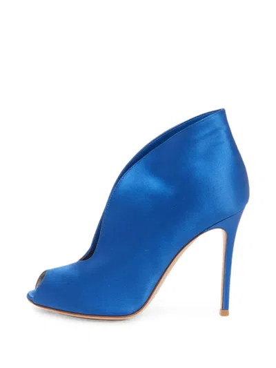Pre-owned Gianvito Rossi Vamp Peep-toe Ankle Boots In Blue