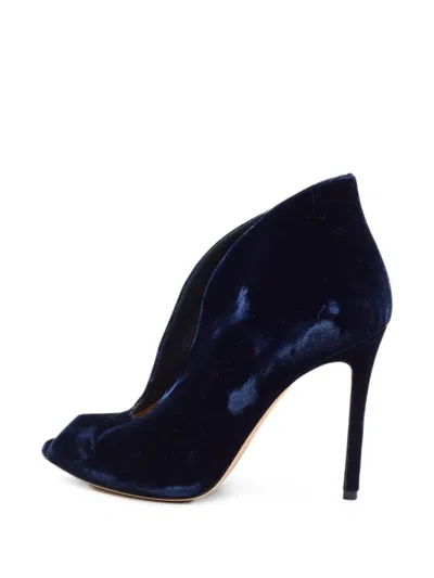 Pre-owned Gianvito Rossi Vamp Peep-toe Ankle Boots In Blue
