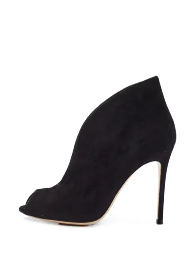Pre-owned Gianvito Rossi Vamp Peep-toe Heeled Ankle Boots In Black