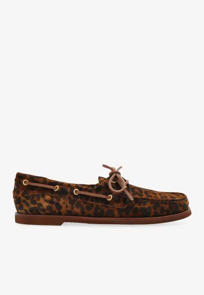 Gianvito Rossi Vandee Leopard Print Suede Loafers In Brown