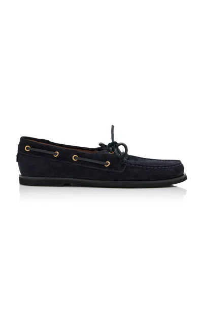 Gianvito Rossi Vandèe Suede Boat Shoes In Blue