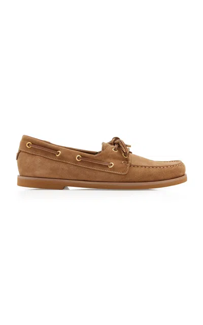 Gianvito Rossi Vandée Suede Boat Shoes In Brown