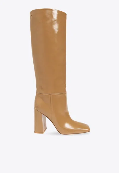 Gianvito Rossi Vanta 95 Heeled Knee-high Boots In Beige