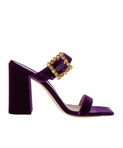 Gianvito Rossi Velluto 95 Crystal-embellished Velvet Sandals In Purple