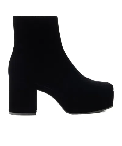 Gianvito Rossi Sally 75 Velvet Ankle Boots In Black