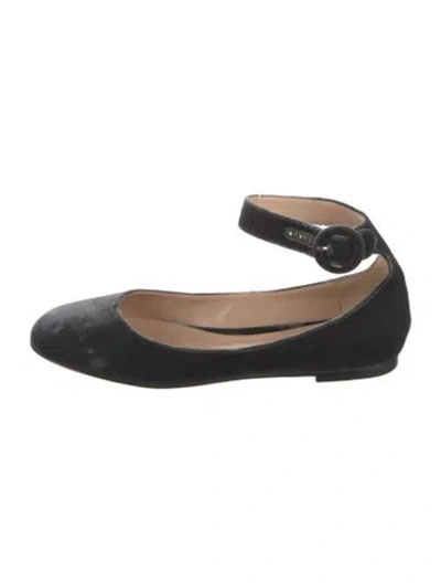 Pre-owned Gianvito Rossi Velvet Ballet Flats In Blue
