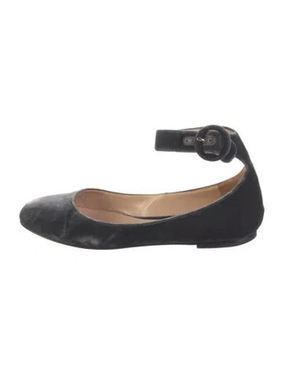 Pre-owned Gianvito Rossi Velvet Ballet Flats In Blue
