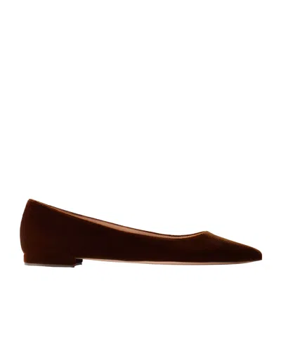 Gianvito Rossi Velvet Ballet Flats In Brown