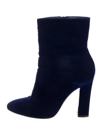Pre-owned Gianvito Rossi Velvet Boots In Blue