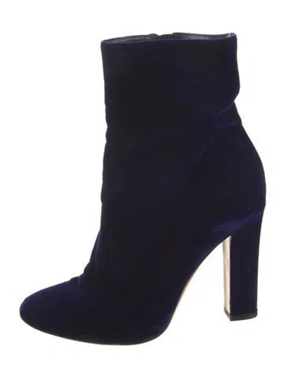 Pre-owned Gianvito Rossi Velvet Boots In Blue