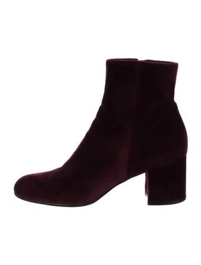 Pre-owned Gianvito Rossi Velvet Boots In Burgundy