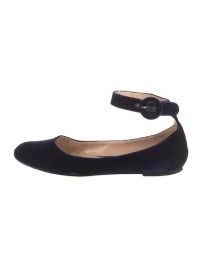 Pre-owned Gianvito Rossi Velvet Flats In Blue