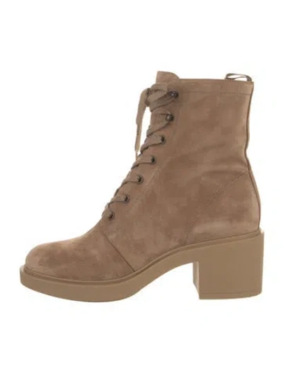 Pre-owned Gianvito Rossi Velvet Lace-up Boots In Brown