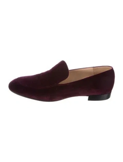 Pre-owned Gianvito Rossi Velvet Loafers In Burgundy