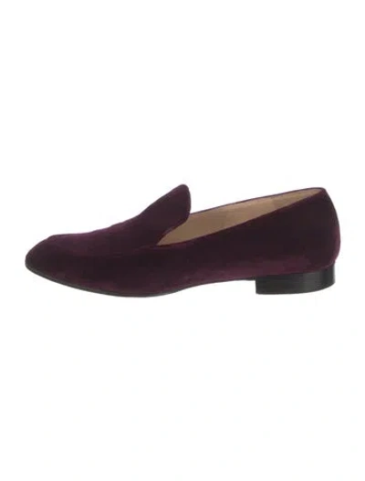 Pre-owned Gianvito Rossi Velvet Loafers In Burgundy