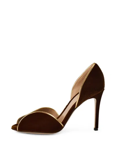 Gianvito Rossi 95 Metallic Leather-trimmed Velvet Pumps In Multi