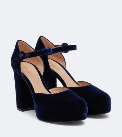 Gianvito Rossi Velvet Platform Pumps In Black