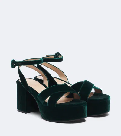 Gianvito Rossi Velvet Platform Sandals In Green