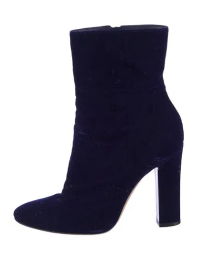 Pre-owned Gianvito Rossi Velvet Sock Boots In Blue