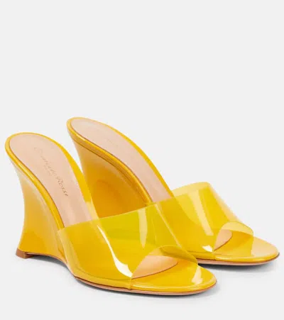 Gianvito Rossi Vernice Pvc Wedge Mules In Yellow+yellow