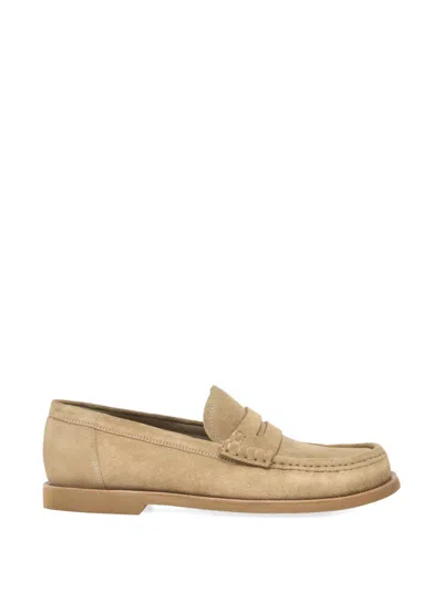 Gianvito Rossi Vernon Suede Loafers In Neutral
