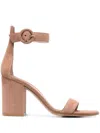 Gianvito Rossi Versilia 85mm Suede Block Sandals In Brown