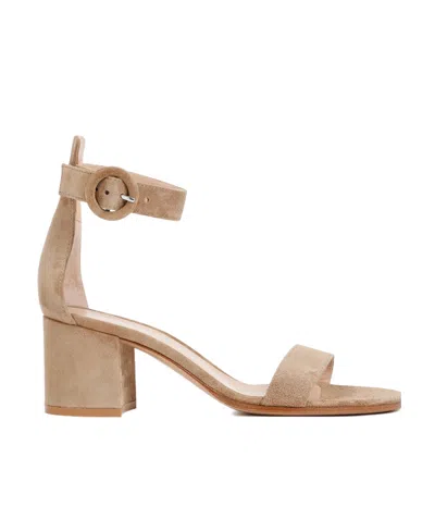 Gianvito Rossi Versilia 60 Camel Suede Leather Sandals In Beige