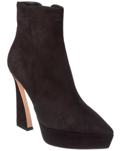 Gianvito Rossi Vertigo 85 Suede Platform Boot In Black