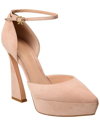 Gianvito Rossi Women's Vertigo 85mm Suede Platform Pumps In Peach