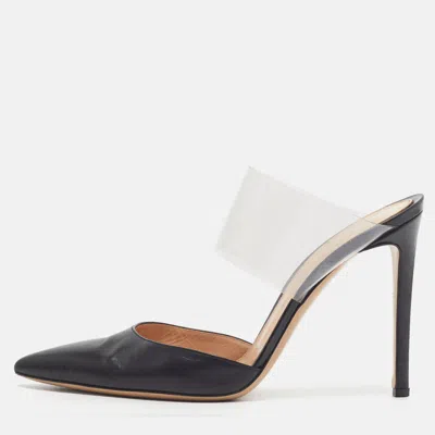 Pre-owned Gianvito Rossi Virtua Size 39.5 Black Leather And Pvc Mules