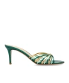 Gianvito Rossi 70 Logo-embellished Metallic Leather Mules In Emerald Green