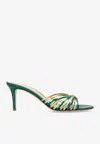 Gianvito Rossi 70 Logo-embellished Metallic Leather Mules